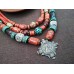 Necklace Zgarda of ceramic beads and cross with Mother Mary